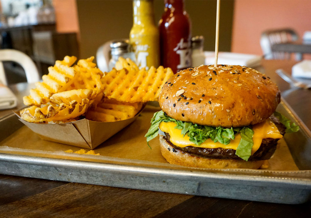 angus burger and fries